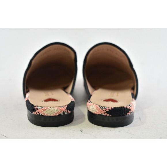Gucci Princetown Black Pink Fancy Tweed Loafer Slide Mule Slip Slipper Flat 37.5 - Picture 11 of 12